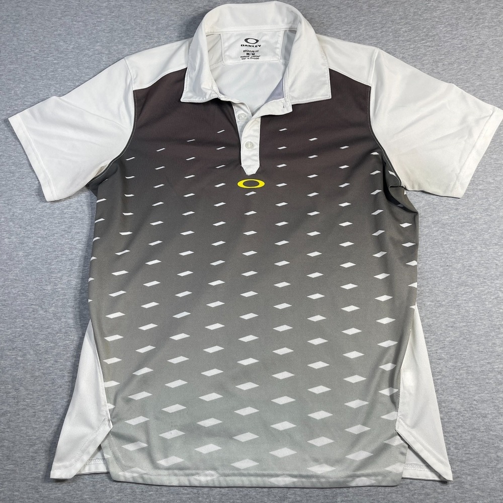 Vtg 00s Oakley Performance Shirt Mens M White Pique Golf Polo Mad Scientist Y2K